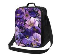 MXZERFKGLA Insulated Lunch Bag Reusable Cooler Bag Purple Floral Lunch Box Lunch Tote Bag for Work Picnic