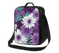 MXZERFKGLA Insulated Lunch Bag Reusable Cooler Bag Purple White Floral Lunch Box Lunch Tote Bag for Work Picnic