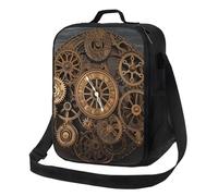 MXZERFKGLA Insulated Lunch Bag Reusable Cooler Bag Steampunk Gears Clock Lunch Box Lunch Tote Bag for Work Picnic