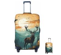 MXZERFKGLA Luggage Cover Elastic Anti-Scratch Suitcase Protector Washable Luggage Sleeve Elk Artwork Suitcase Cover Protector Fit 65-95 CM Suitcases Travel Accessories M