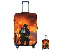 MXZERFKGLA Luggage Cover Elastic Anti-Scratch Suitcase Protector Washable Luggage Sleeve Firefighter Fireman Flame Suitcase Cover Protector Fit 65-95 CM Suitcases Travel Accessories XL