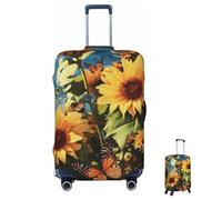 MXZERFKGLA Luggage Cover Elastic Anti-Scratch Suitcase Protector Washable Luggage Sleeve Sunflowers and Butterflies Suitcase Cover Protector Fit 65-95 CM Suitcases Travel Accessories L