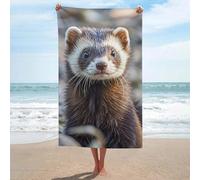 MXZERFKGLA Oversized Beach Towel 130x80cm Sand Free Quick Dry Absorbent Bath Towels Microfiber Thin Lightweight Pool Towels Hairy Ferret Beach Towel for Travel Vacation Essentials Adult Gift