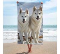 MXZERFKGLA Oversized Beach Towel 130x80cm Sand Free Quick Dry Absorbent Bath Towels Microfiber Thin Lightweight Pool Towels Husky Dogs Beach Towel for Travel Vacation Essentials Adult Gift