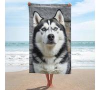 MXZERFKGLA Oversized Beach Towel 130x80cm Sand Free Quick Dry Absorbent Bath Towels Microfiber Thin Lightweight Pool Towels Husky Dog Beach Towel for Travel Vacation Essentials Adult Gift