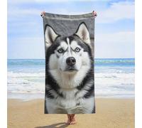 MXZERFKGLA Oversized Beach Towel 160x80cm Sand Free Quick Dry Absorbent Bath Towels Microfiber Thin Lightweight Pool Towels Husky Dog Beach Towel for Travel Vacation Essentials Adult Gift