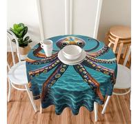 MXZERFKGLA Round Tablecloth 152cm Waterproof Tablecloth for Dining Tables Kitchen Farmhouse Tablecloths Giant Octopus Table Cloth Wrinkle Free Table Cover for Dining Buffet Wedding Party