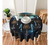 MXZERFKGLA Round Tablecloth 152cm Waterproof Tablecloth for Dining Tables Kitchen Farmhouse Tablecloths Dream Catcher Dragonfly Table Cloth Wrinkle Free Table Cover for Dining Buffet Wedding Party