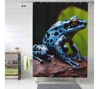 MXZERFKGLA Shower Curtain Set with 12 Hooks Waterproof Fabric Washable Curtain Modern Farmhouse Bath Curtains Dart Frog Blue Shower Curtains for Bathroom Bathtub Decoration 60x72 Inches