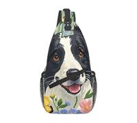 MXZERFKGLA Sling Backpack Cross Chest Bag Border Collie Florals Sling Bag Crossbody Bags for Women Men Travel Daypack