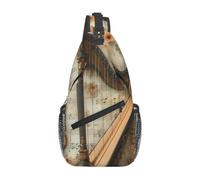 MXZERFKGLA Sling Backpack Cross Chest Bag Harp and Butterfly Sling Bag Crossbody Bags for Women Men Travel Daypack