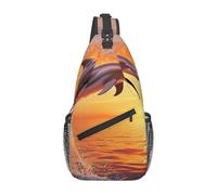 MXZERFKGLA Sling Backpack Cross Chest Bag Sunset Dolphin Sling Bag Crossbody Bags for Women Men Travel Daypack
