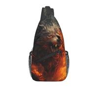 MXZERFKGLA Sling Backpack Cross Chest Bag Wild Wolf in the Fire Sling Bag Crossbody Bags for Women Men Travel Daypack