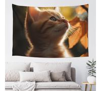 MXZERFKGLA Tapestry Wide Wall Hanging Tapestries Lightweight Art Wall Blanket Cat Under Leaves Tapestry Vintage Mural Home Decor Aesthetic Tapestries for Bedroom Dorm Living Room 60x40 Inch
