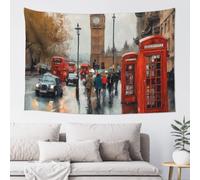 MXZERFKGLA Tapestry Wide Wall Hanging Tapestries Lightweight Art Wall Blanket London Impression Tapestry Vintage Mural Home Decor Aesthetic Tapestries for Bedroom Dorm Living Room 60x40 Inch