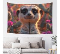 MXZERFKGLA Tapestry Wide Wall Hanging Tapestries Lightweight Art Wall Blanket Meerkats Tapestry Vintage Mural Home Decor Aesthetic Tapestries for Bedroom Dorm Living Room 60x40 Inch