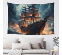 MXZERFKGLA Tapestry Wide Wall Hanging Tapestries Lightweight Art Wall Blanket Pirate boat Tapestry Vintage Mural Home Decor Aesthetic Tapestries for Bedroom Dorm Living Room 60x40 Inch