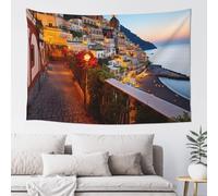 MXZERFKGLA Tapestry Wide Wall Hanging Tapestries Lightweight Art Wall Blanket Positano Seaside Sunset Tapestry Vintage Mural Home Decor Aesthetic Tapestries for Bedroom Dorm Living Room 60x40 Inch