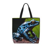 MXZERFKGLA Tote Bag for Women Reusable Grocery Bags Dart Frog Blue Tote Bag Shopping Bags with Inner Pocket