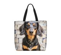 MXZERFKGLA Tote Bag for Women Reusable Grocery Bags Long haired Dachshund Tote Bag Shopping Bags with Inner Pocket