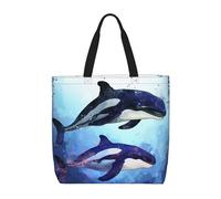 MXZERFKGLA Tote Bag for Women Reusable Grocery Bags Orca Killer Whale Tote Bag Shopping Bags with Inner Pocket