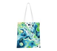 MXZERFKGLA Tote Bag Reusable Shopping Bags Blue and Green Irregular Pattern Tote Bag Grocery Bags Casual Shoulder Handbag