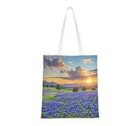 MXZERFKGLA Tote Bag Reusable Shopping Bags Texas Bluebonnets Scenery Tote Bag Grocery Bags Casual Shoulder Handbag