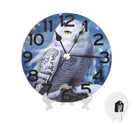 MXZERFKGLA Wall Clock 10 Inch Battery Operated Silent Non-Ticking Wall Clocks Arctic Owl Clock Decorative Round Clocks for Living Room Bedroom Kitchen Office Dining Room Home Decor