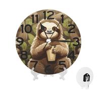 MXZERFKGLA Wall Clock 10 Inch Battery Operated Silent Non-Ticking Wall Clocks Cute Cartoon Sloth Clock Decorative Round Clocks for Living Room Bedroom Kitchen Office Dining Room Home Decor