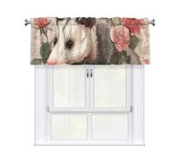 MXZERFKGLA Window Valance Kitchen Curtains 54 x 18 Inch Opossum and Roses Valances for Windows Curtain Valance Vintage Short Window Treatment for Kitchen Dining Room Bathroom Bedroom Home Decor