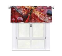 MXZERFKGLA Window Valance Kitchen Curtains 54 x 18 Inch Red Dragonfly Valances for Windows Curtain Valance Vintage Short Window Treatment for Kitchen Dining Room Bathroom Bedroom Home Decor