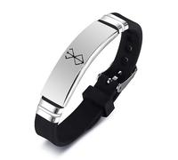 MXZHTSEC Anime Inspired Stainless Steel Bracelet, Adjustable Wristband, Lightweight and Comfortable, Medium, Black, M, Stainless Steel, no gemstone