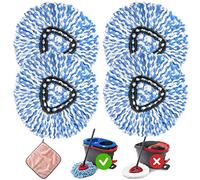 MXZONE 4 Pack Spin Mop Head Replacement for Spinning EasyWring RinseClean Mop, Mop Replace Head for 2 Tank System Bucket, Microfiber, Blue
