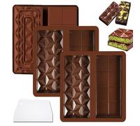 MXZWOC 3PCS Chocolate Bar Moulds,Deep Molds with a Spatula,Big Silicone Chocolate Molds Making Set,Thick Reusable DIY Bar Mould Candy Moulds
