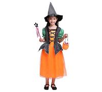My 1St Halloween Outfit Wedding Dress Witch Hat Outfits For Babies Wicked Of The West Costume Clothing Bat Costumes Kids for Party Kids Spooky Child Broom Parties (Orange-4,6-7 Years)