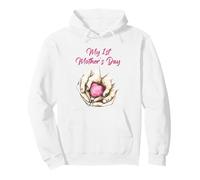 My 1st Mother's Day: Mommy & Child Holding Heart - White Pullover Hoodie