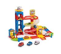 My 1st Parking Garage Playset, Multi-Level Spiral Ramp Track, DIY Assembly, Includes Rescue Vehicles, for Toddlers 2 Years and Up