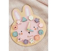 My 1st Years Personalised Bunny Clock Puzzle Pink Mix