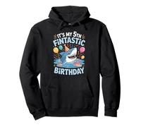 My 5th Fintastic Shark Birthday Party 5 Years Old Shark Pullover Hoodie