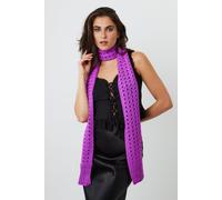 My Accessories London Women's Skinny Crochet Scarf in Purple My Accessories London Purple One Size