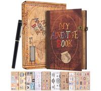 My Adventure Book Leather Scrapbook Photo Album - 164 Acid-Free Pages, Vintage Travel Journal for Anniversaries, Vacations & Date Nights, Pocket-Sized Memory Book, Gift for Couples, Him & Her