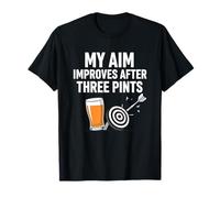 My Aim Improves After Three Pints Funny Darts Tee T-Shirt