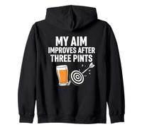 My Aim Improves After Three Pints Funny Darts Tee Zip Hoodie