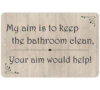 My aim is… Your aim Will Help Funny Bathroom Signs Toilet Signs Restroom Decor Wall Decorations Art Plaque Rustic Mens Small Cute LOL Honey Poop Gift 8 x 12 Matte Finish Metal 108120061050