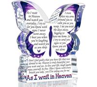 MY-ALVVAYS Sympathy Gifts for Loss of Loved One, Memorial Gifts for Loss of Mother Father Husband Wife, Grief Gift Bereavement Funeral Present, As I Wait in Heaven Keepsake Decorative Signs Plaques