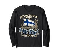 My Ancestors were Vikings Finland Flag Longship Vintage Long Sleeve T-Shirt