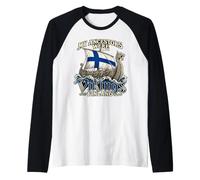 My Ancestors were Vikings Finland Flag Longship Vintage Raglan Baseball Tee