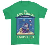 My Aquarium is Calling Tropical Fish Tank Mens T-Shirt 100% Cotton Irish Green XL