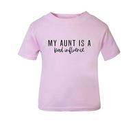 My Aunt is a Bad Influence (Style one Text) [BBY6] Short Sleeve Cotton Toddler t Shirt, 1-2 Years, Pastel Pink