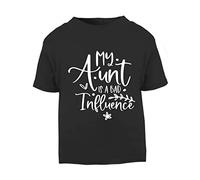 My Aunt is a Bad Influence (Style Two Star) [BBY6] Short Sleeve Cotton Toddler t Shirt, 1-2 Years, Black